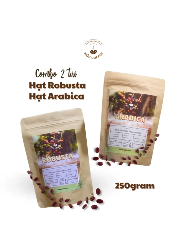 COMBO 2 TÚI HẠT ROBUSTA - HẠT ARABICA 250G