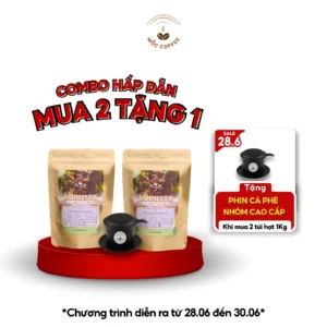 TẶNG 1 PHIN NHÔM COMBO 2 TÚI CÀ PHÊ ROBUSTA 1KG